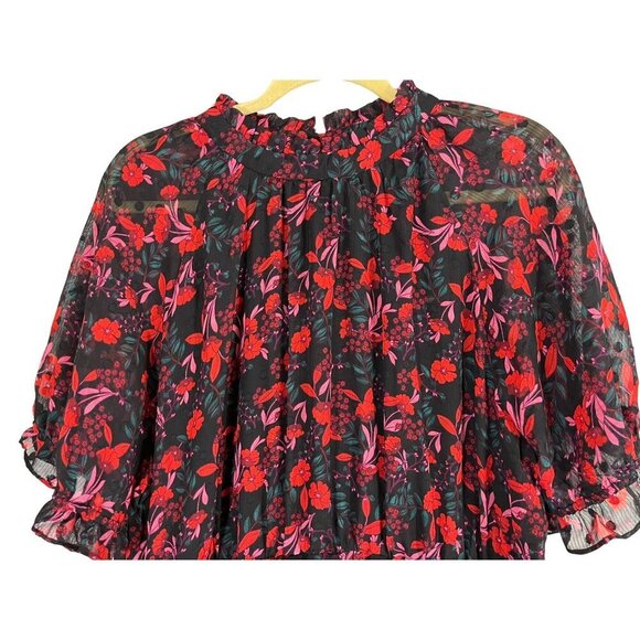 Draper James Dress 2X Red Floral Midi Clip Dot Feminine Dainty Preppy Western - Picture 4 of 16